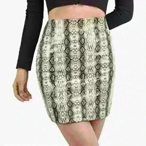 RAMISU | Women's Snake Print Faux Leather Slim High Waisted Mini Skirt